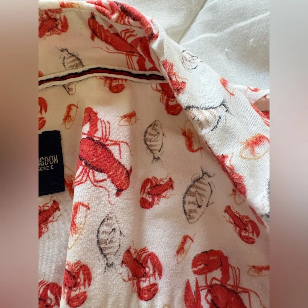 Lobster Print Button-Up Shirt. SUNRISE KINGDOM. Size M/ Made in India - Picture 4 of 8